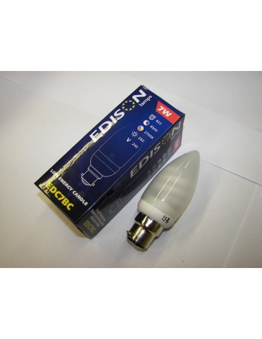 Edison EDC7BC 7 Watt BC Cap 240v 2700k Low Energy Candle Lamp