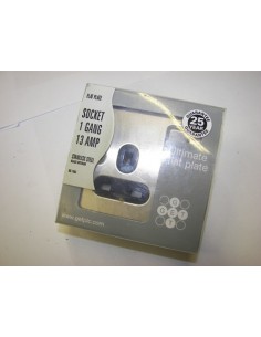 Get GU3410BSS 491521 Socket 1 Gang 13amp Flat Plate Black Interior Stainless Steel
