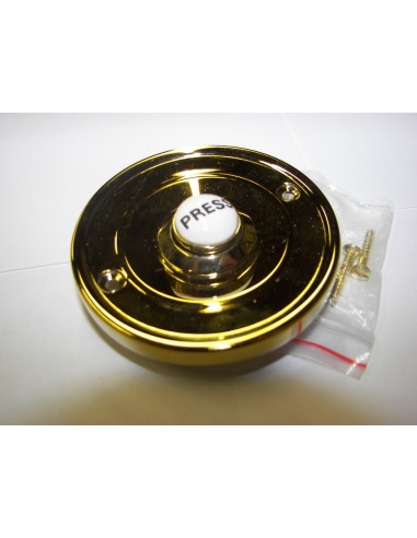 Byron 2207P/1BS Brass PVD 63mm Diameter 16v Maximum Flush Fitting c/w Porcelain Push 